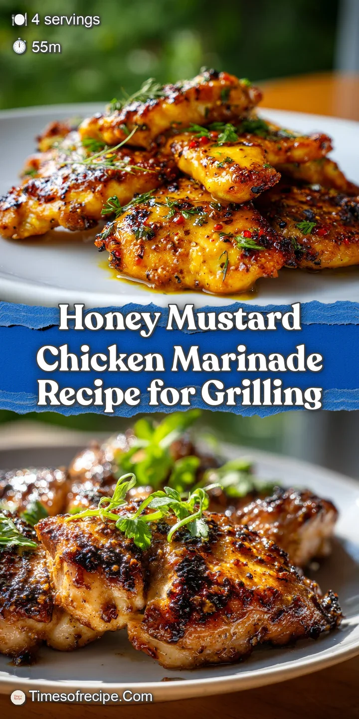 Close-up: Glazed chicken shines, flecked with herbs. Rich, deep color suggests a honey-mustard coating.