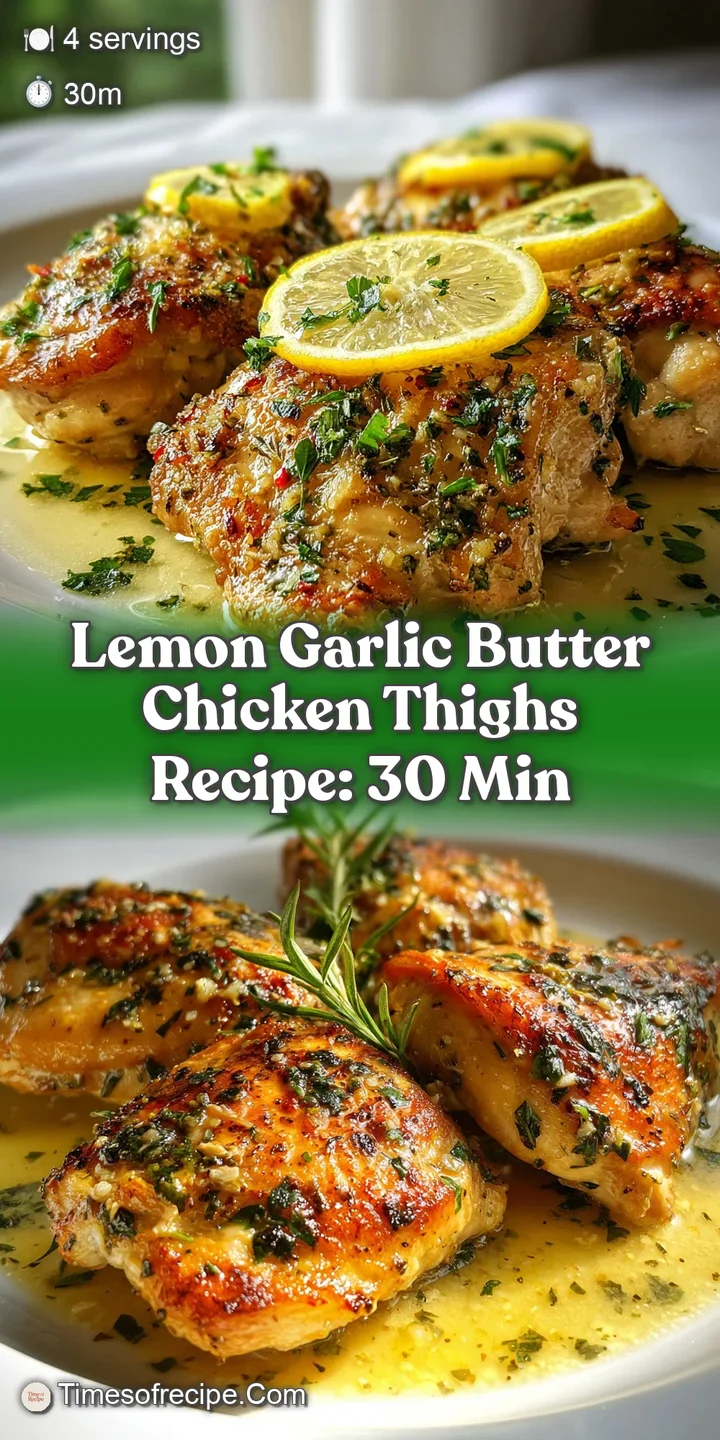 Close-up of a succulent chicken thigh, glistening with a rich, buttery sauce. Visible herbs and garlic enhance the savory ...