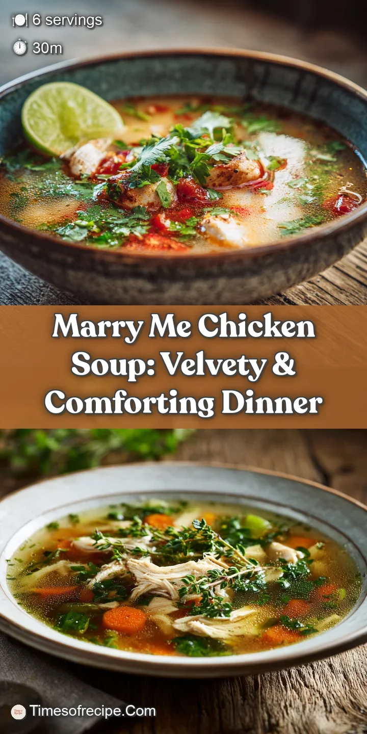 Close-up of creamy chicken soup, highlighting tender chicken, bright herbs, and a rich, flavorful broth. So comforting!