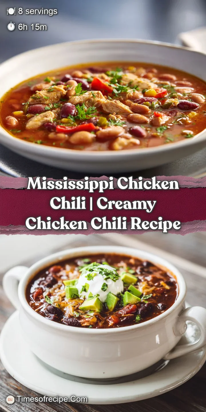 Close-up of savory shredded chicken chili, showcasing its thick texture and deep red hues.