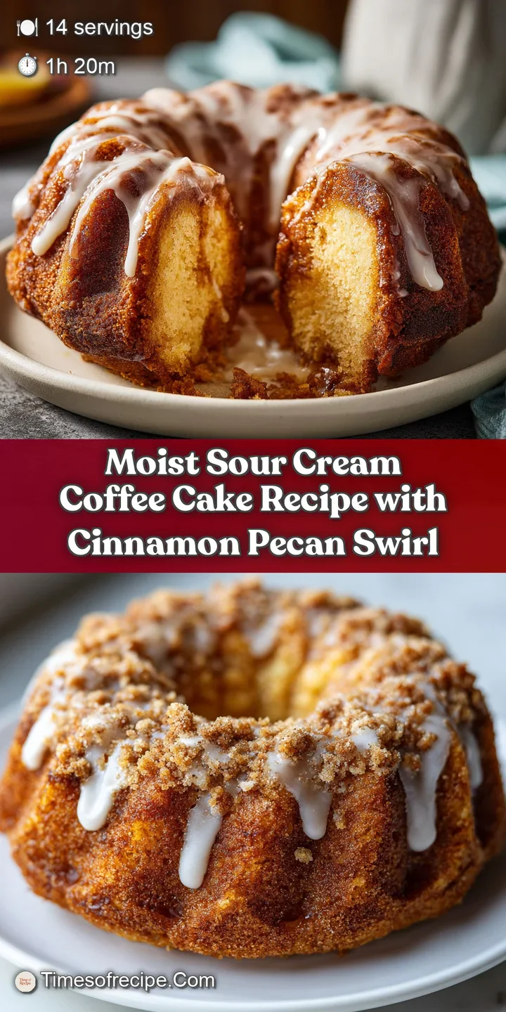 Close-up of a moist coffee cake, showcasing its tender crumb and cinnamon streusel swirls. A perfect pairing with your mor...