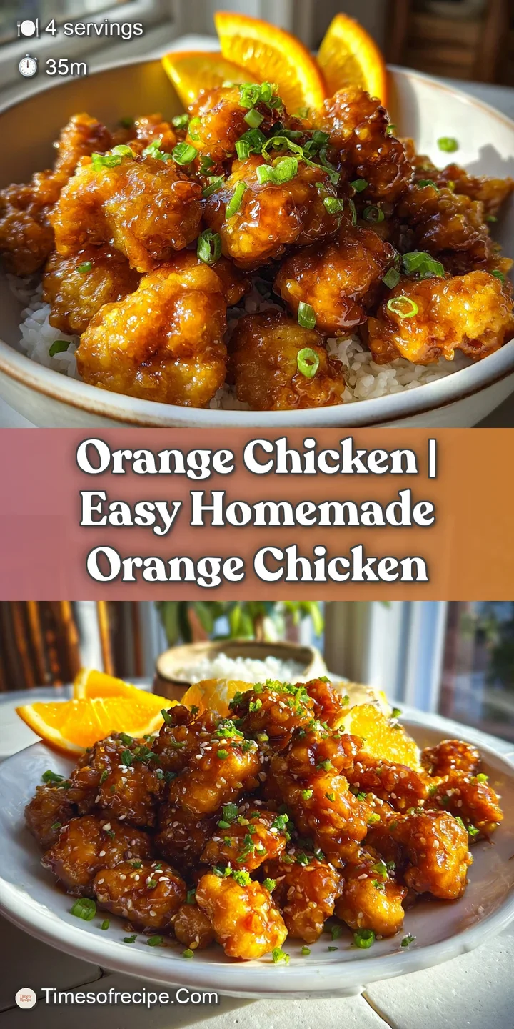 Close-up of juicy, glistening orange chicken with a crispy coating, catching the light and showing the sauce's sticky, tem...