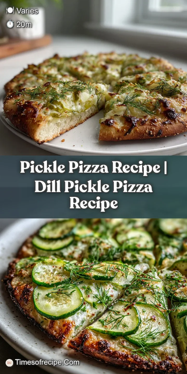 Close-up of pickle pizza featuring tangy dill pickles, creamy white sauce, and melted cheese on a golden, crisp crust, spe...