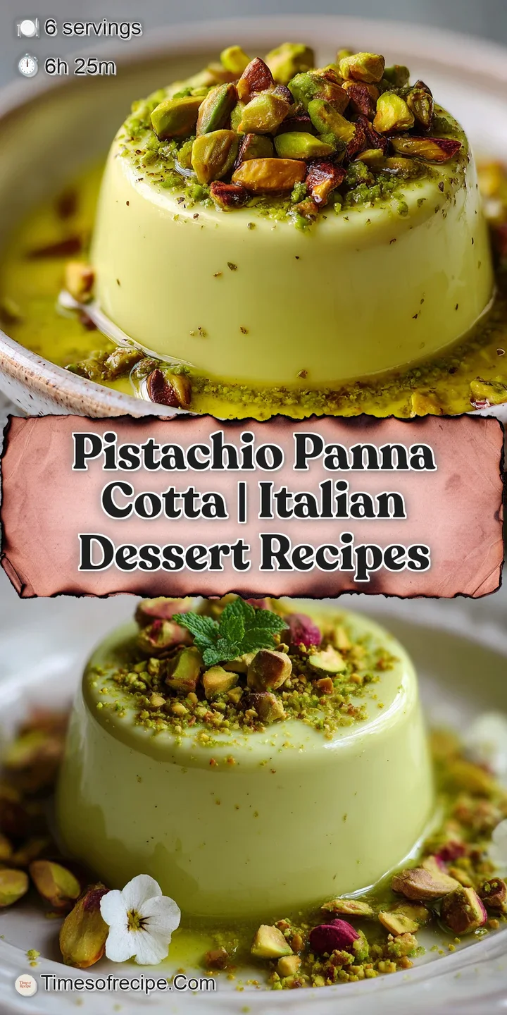 Close-up of a pistachio panna cotta, revealing a wobbly texture and finely chopped nuts. A creamy and decadent dessert.