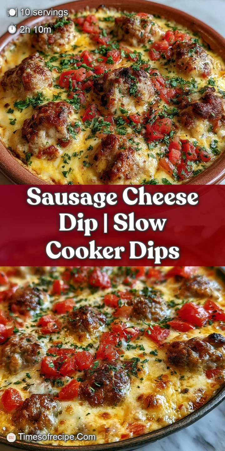 Macro shot of gooey, melted yellow cheese swirling with savory browned sausage crumbles and tiny bubbles on top.