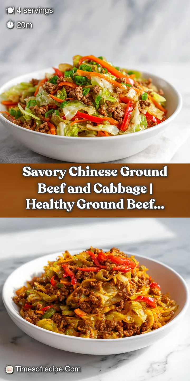 Close-up of tender ground beef mixed with shredded cabbage and a glossy sauce, appetizingly steaming.