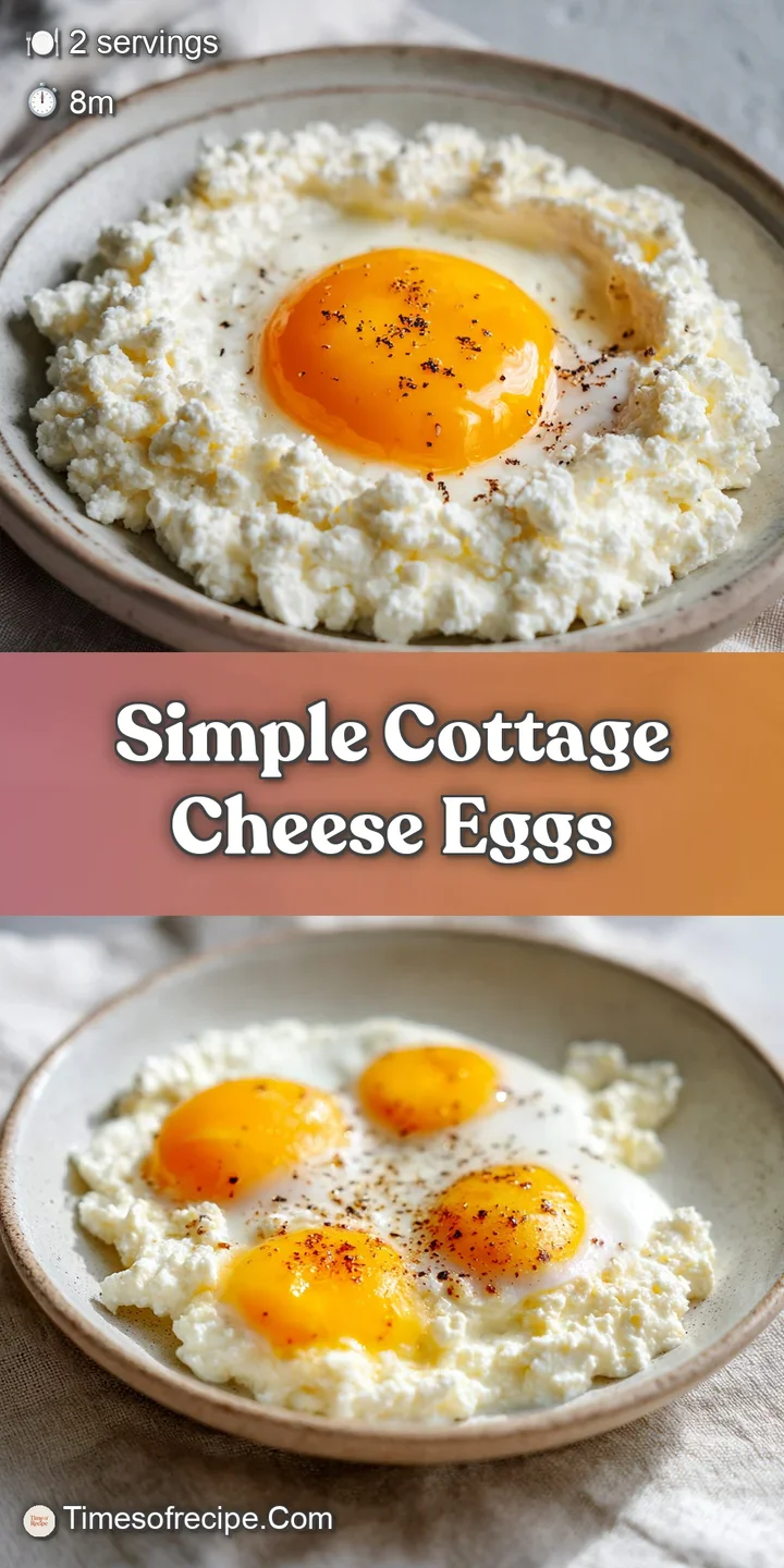 Close-up of soft, creamy eggs with visible curds of cottage cheese, vibrant green herbs and glistening texture. Looks warm...