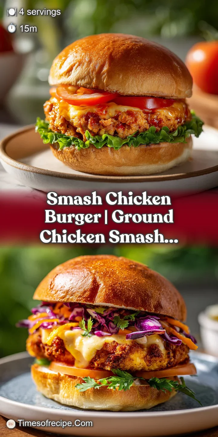 Close-up of a crispy smashed chicken burger, showing the browned patty, melted cheese, and a hint of toasted bun texture.