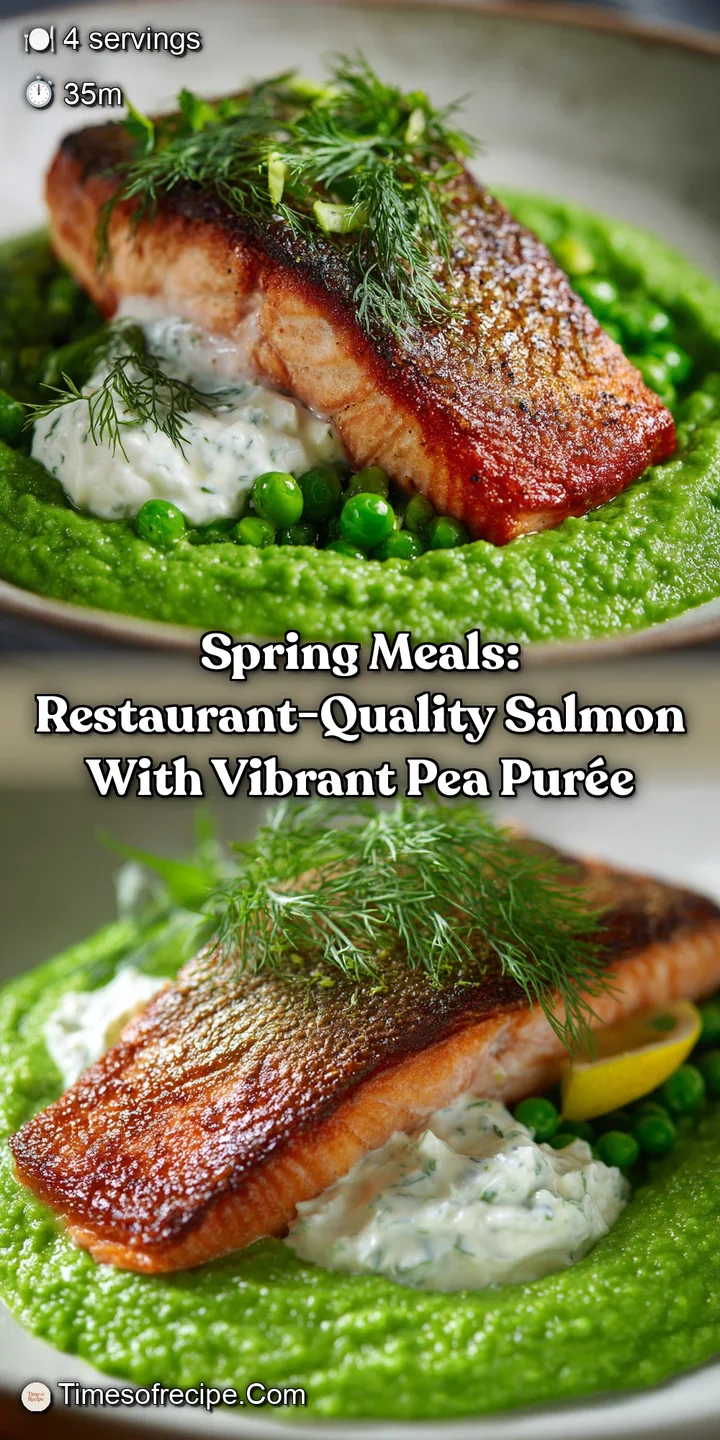 Spring Meals: Restaurant-Quality Salmon with Vibrant Pea Pur&eacute;e