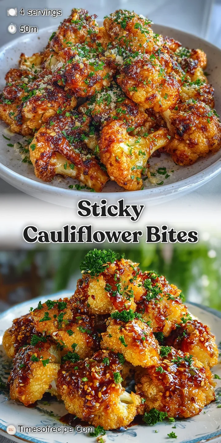 Close-up of a perfectly baked cauliflower wing: craggy texture, bubbling honey-garlic sauce, tempting golden-brown color.