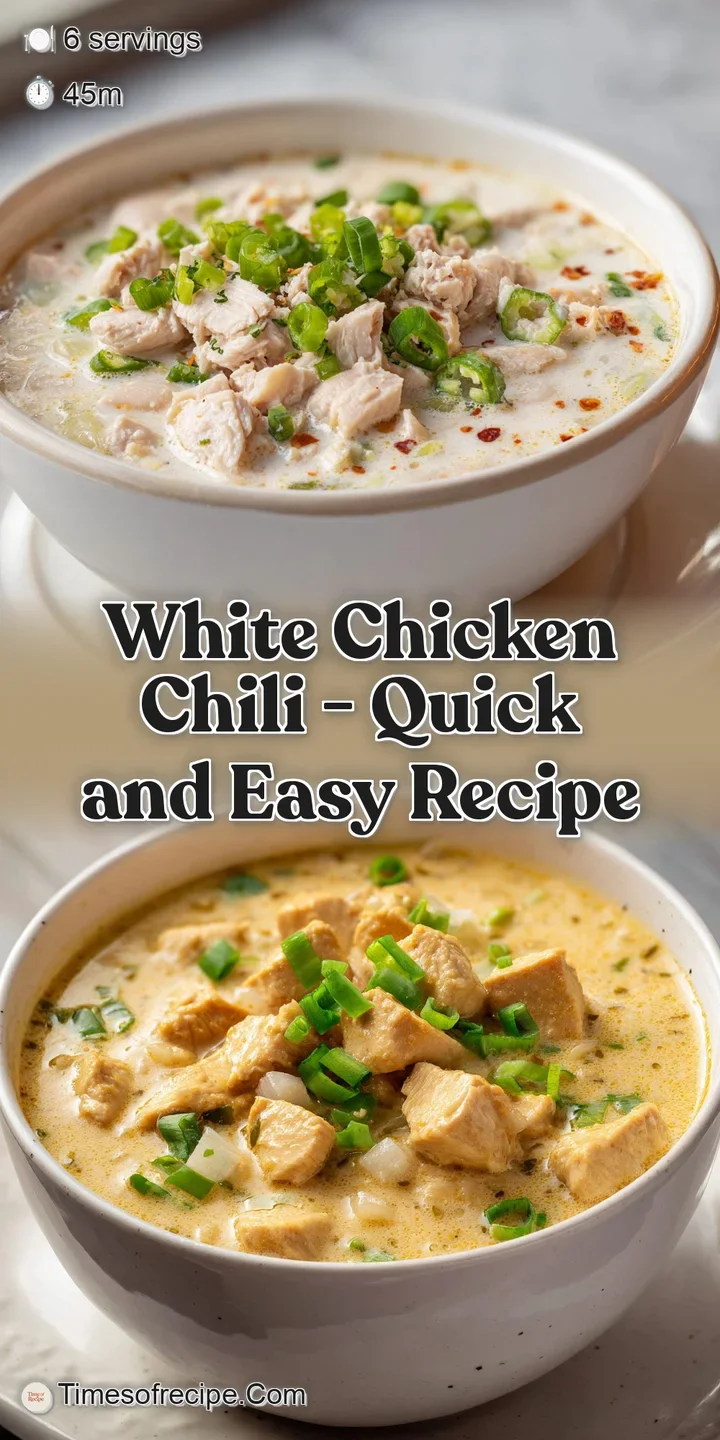 Macro shot of tender shredded chicken and creamy white beans garnished with a sprig of bright green cilantro.