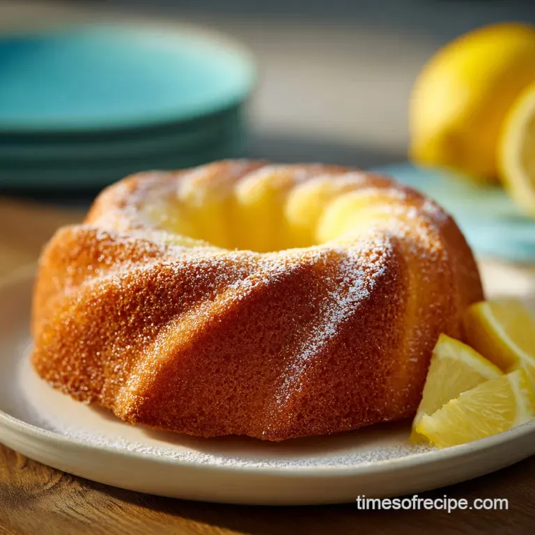 A slice of vibrant lemon cake on a white plate, adorned with fresh raspberries and a dusting of powdered sugar. Elegant an...