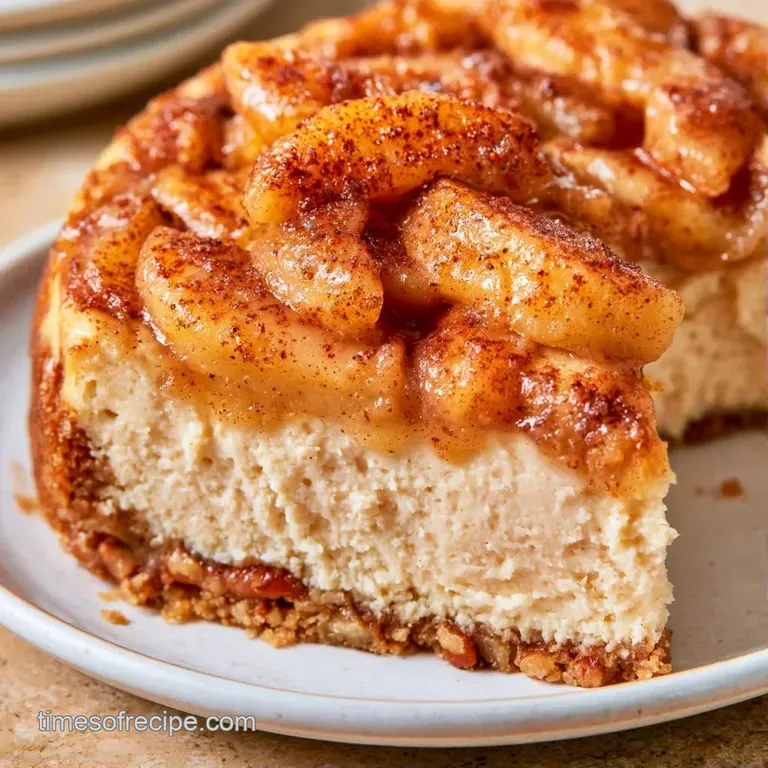A velvety slice of orange-hued cake on white porcelain with a caramel drizzle and a dusting of ground cinnamon.