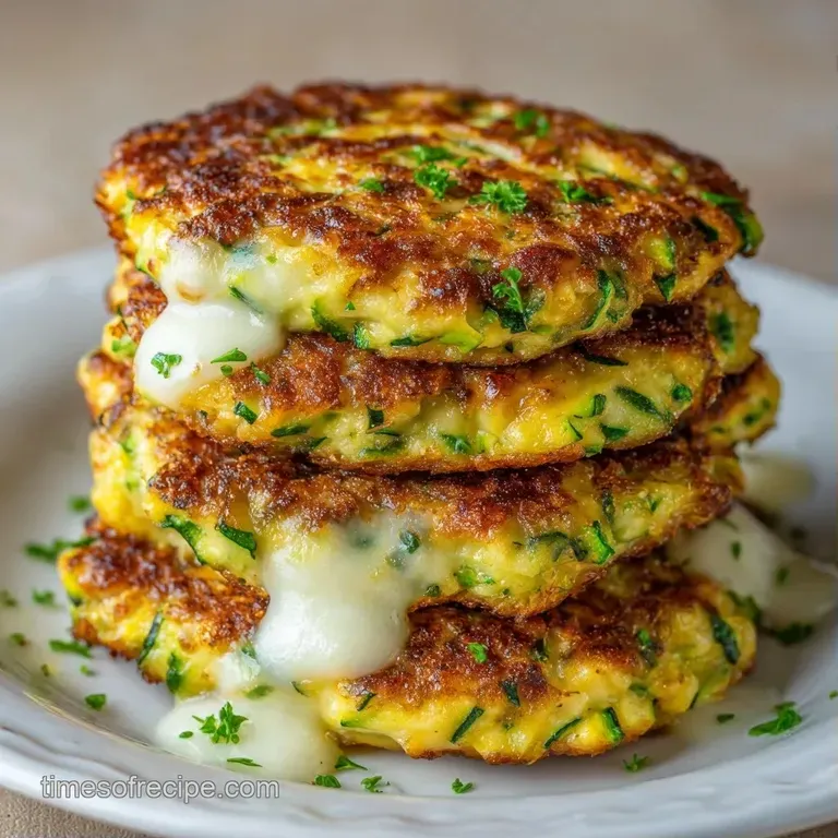 Three crispy golden patties stacked on a white plate with a dollop of creamy yogurt sauce and fresh parsley.