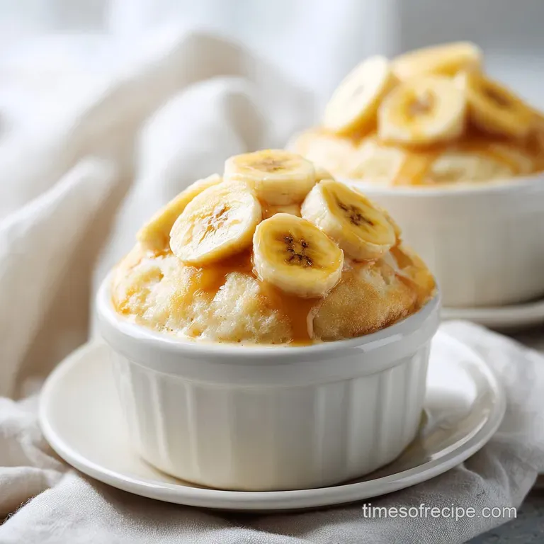 A slice of moist banana pudding cake artfully arranged with fresh banana slices.