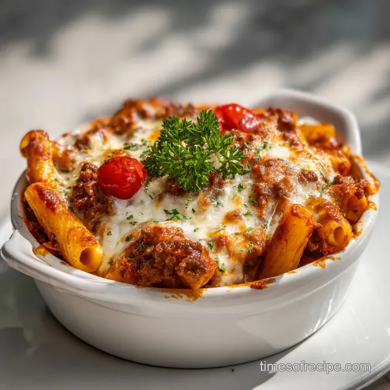 Beef Rigatoni Cheese Bake