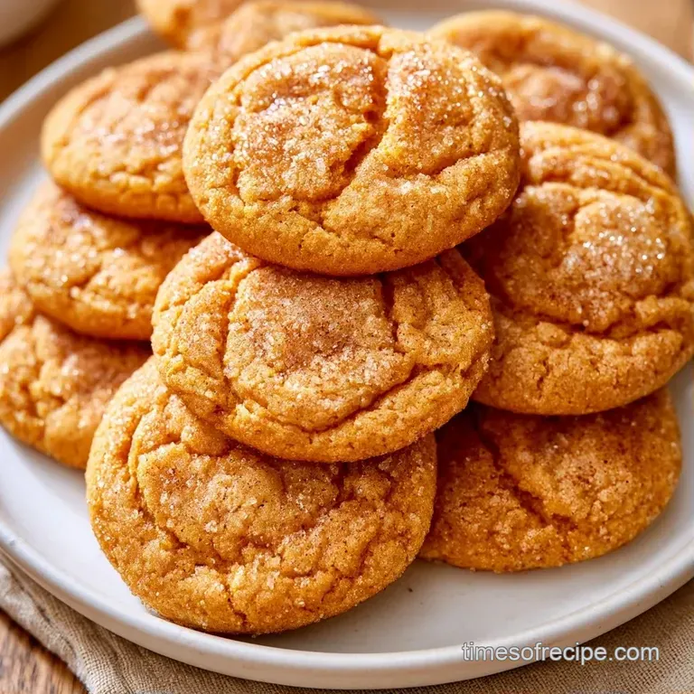 A neat stack of cinnamon-dusted orange cookies on a white platter, garnished with a whole cinnamon stick.