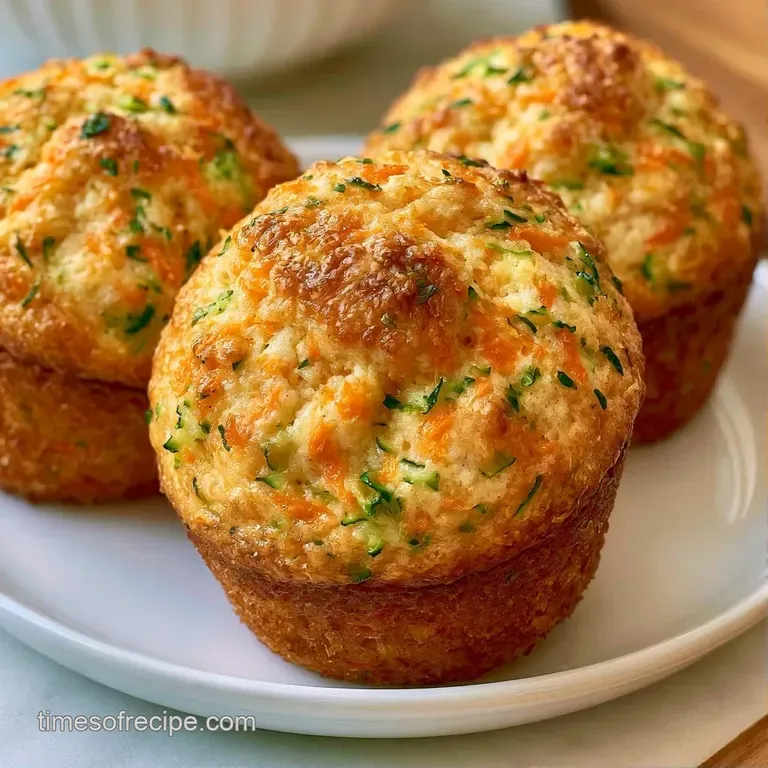 A stacked pair of moist vegetable muffins on a white ceramic plate, paired with a small pat of melting butter.