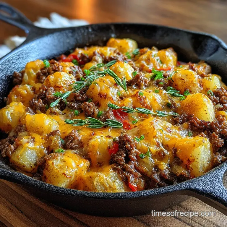 Cheesy Beef and Potatoes Skillet