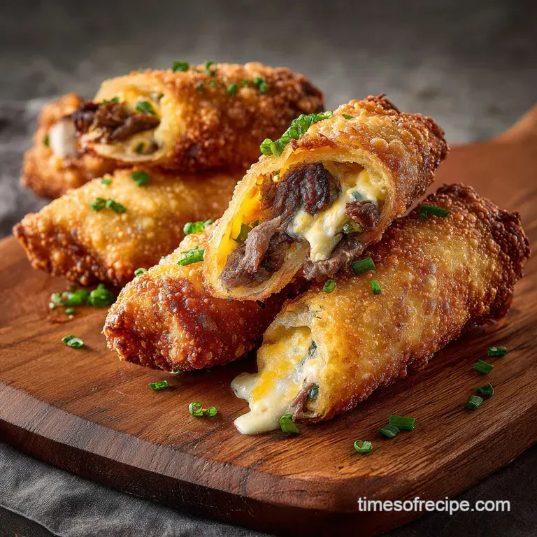Cheesy Philly Cheesesteak Egg Rolls: the Ultimate Crispy Fusion Appetizer presentation