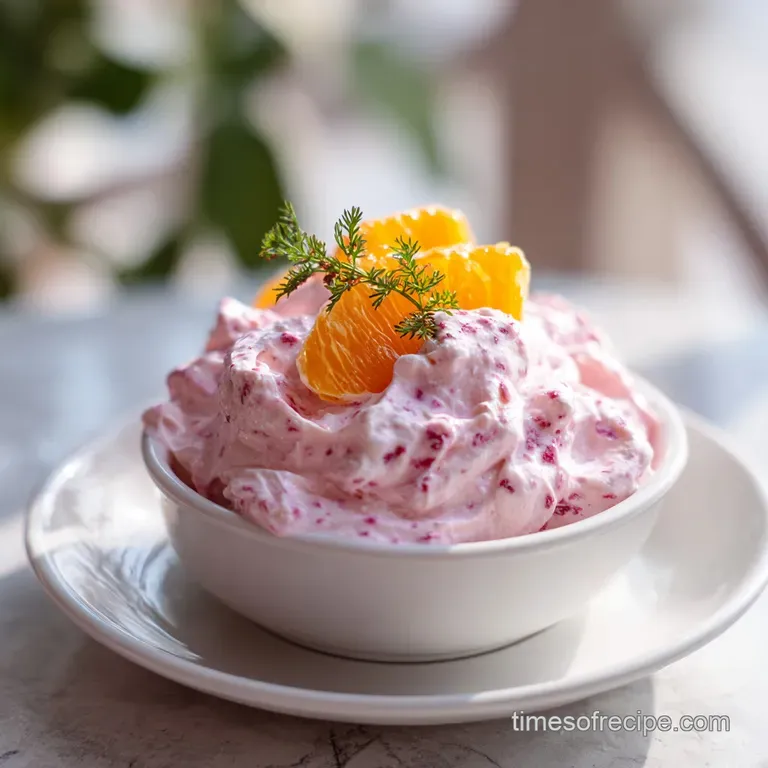 Creamy white dip overflowing from a glass bowl, surrounded by artfully arranged sliced apples, grapes, and berries.