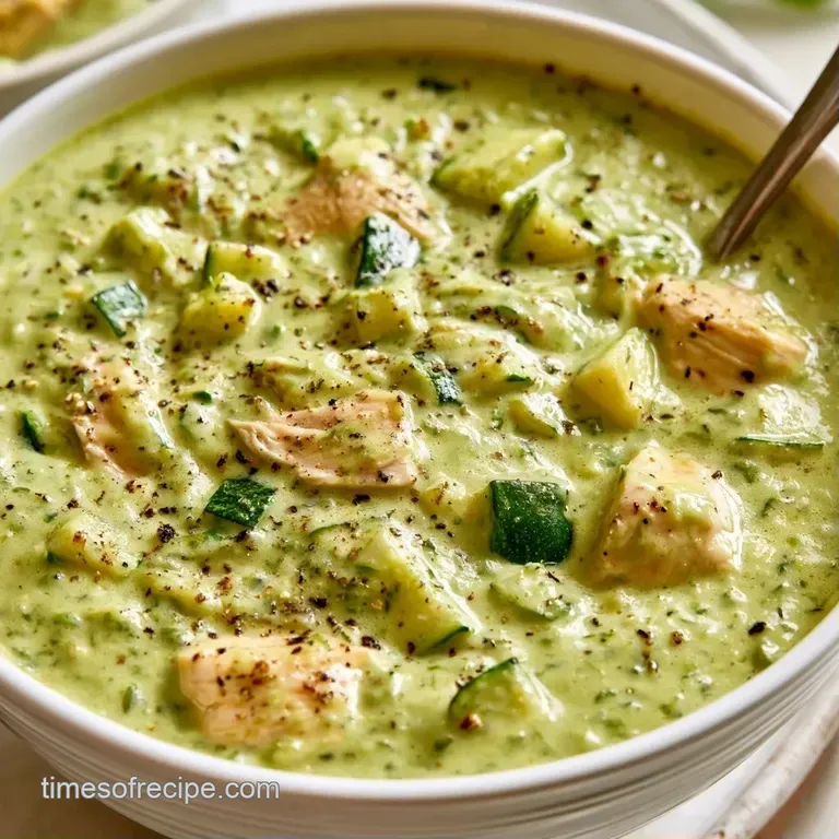 Velvety pale soup in a white ceramic bowl topped with fresh parsley and a drizzle of cream on a rustic table.
