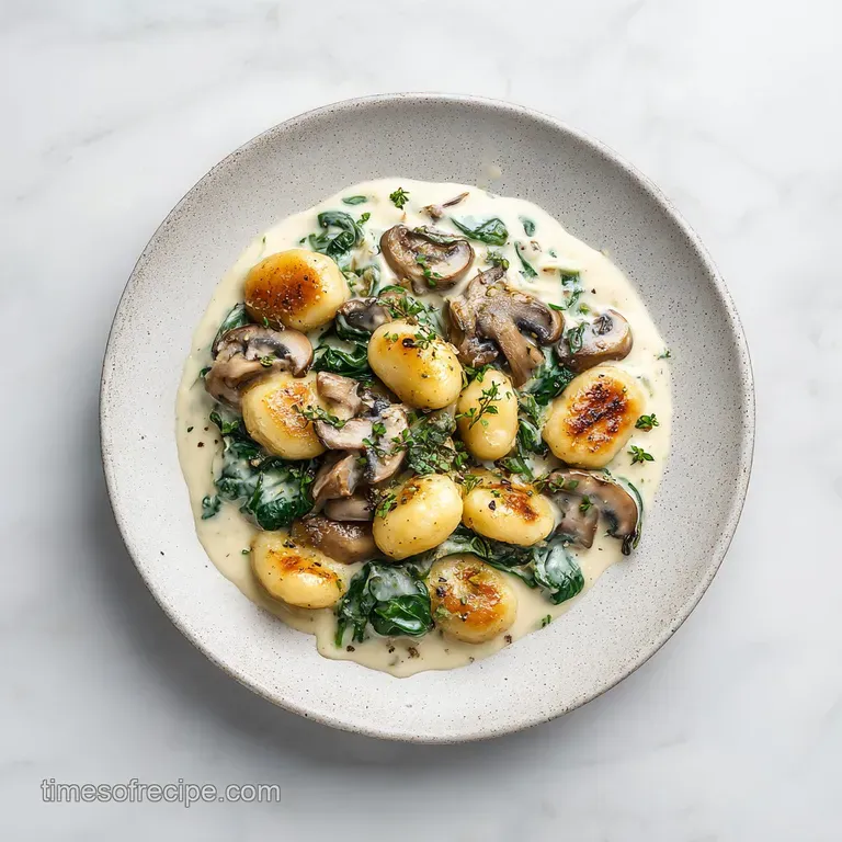 Creamy Spinach Mushroom Gnocchi: One-Pot