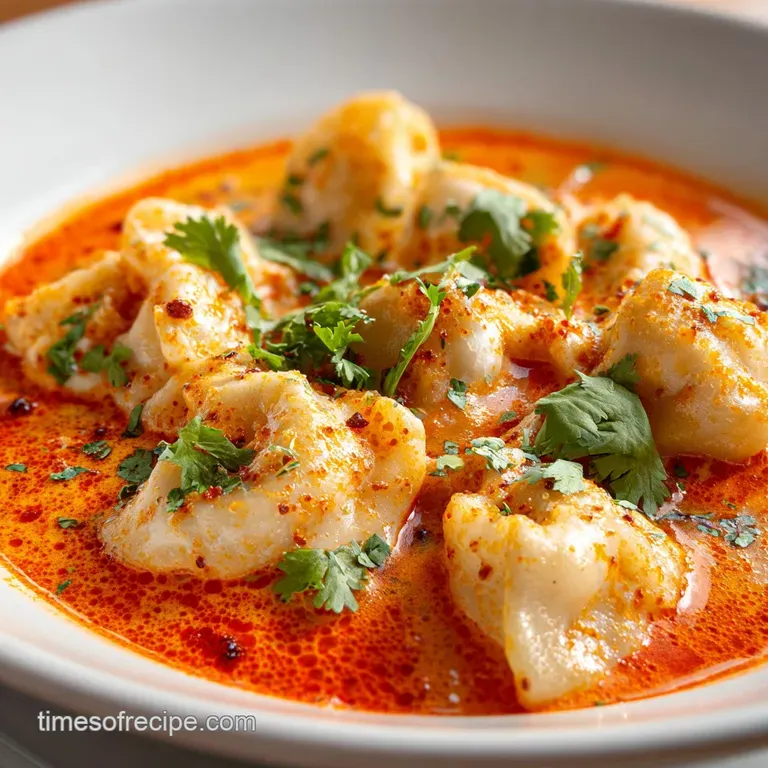 Delicious Curry Dumpling Soup: Thai Red Curry