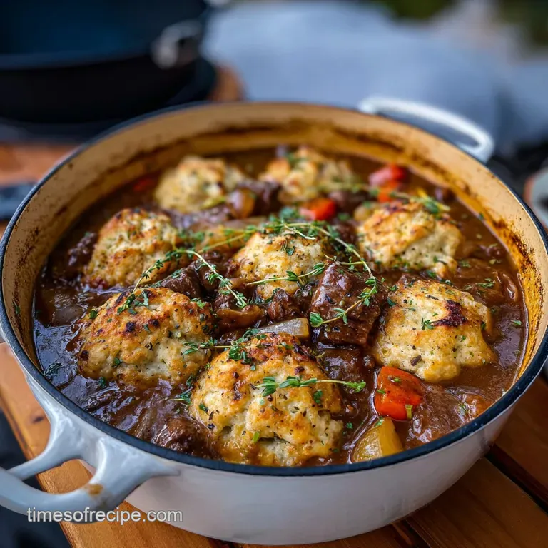 Dutch Oven Camping Beef Stew with Dumplings