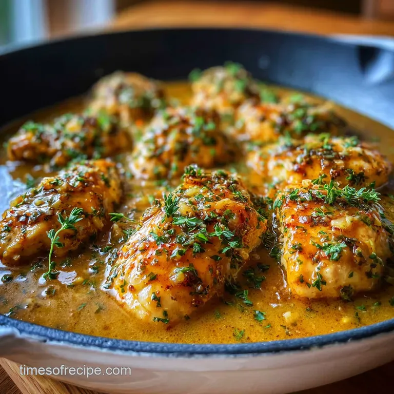 Perfectly seared chicken in a luscious, light brown gravy, sprinkled with fresh herbs and served beside fluffy mashed pota...