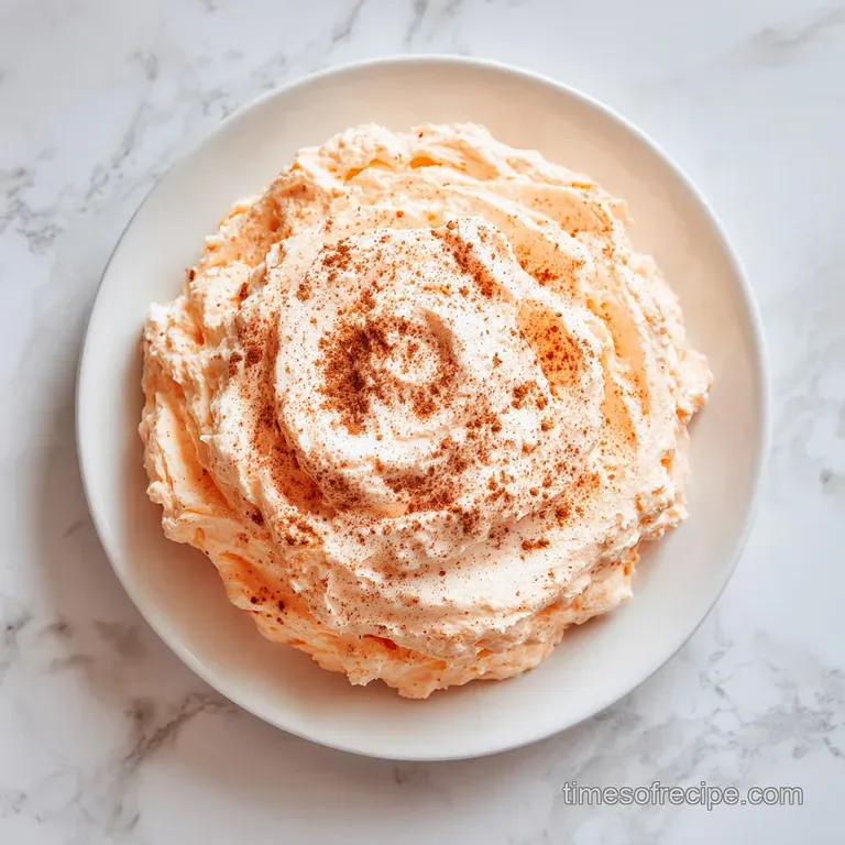 A platter of orange whipped dip surrounded by crisp apple slices and golden graham crackers on a white marble slab.