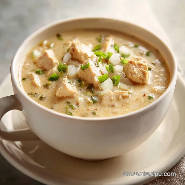 A creamy white bean and chicken stew in a modern bowl, served on a linen napkin with a fresh lime slice.