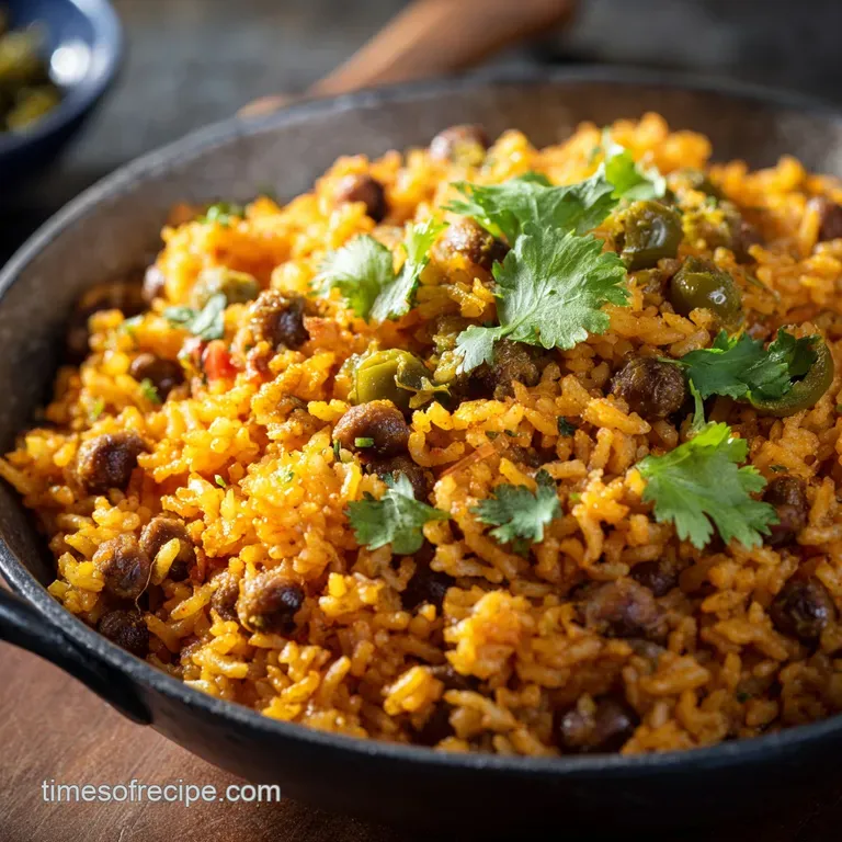 Puerto Rican Rice and Pigeon Peas (Arroz Con Gandules) presentation