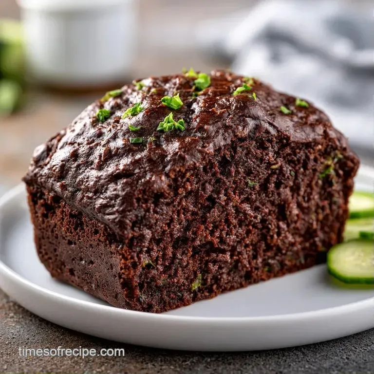 Rich, dark cocoa cake slices stacked on a marble slab with a glossy chocolate drizzle and fresh mint leaves.