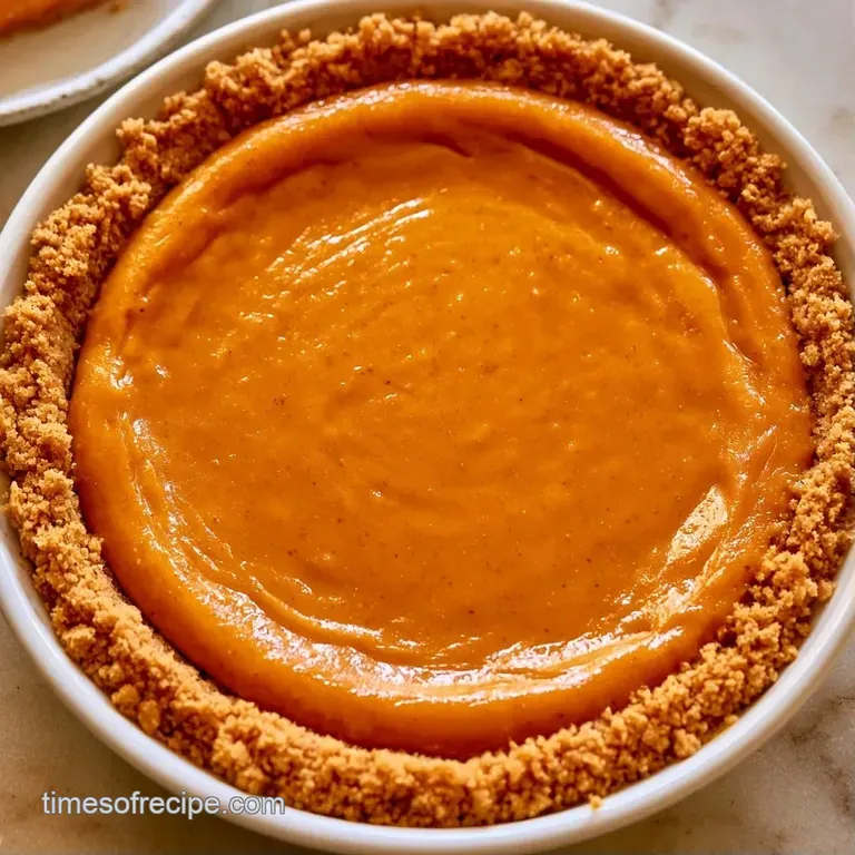 An elegant slice of creamy orange pie on a white plate, topped with a swirl of whipped cream and cinnamon powder.
