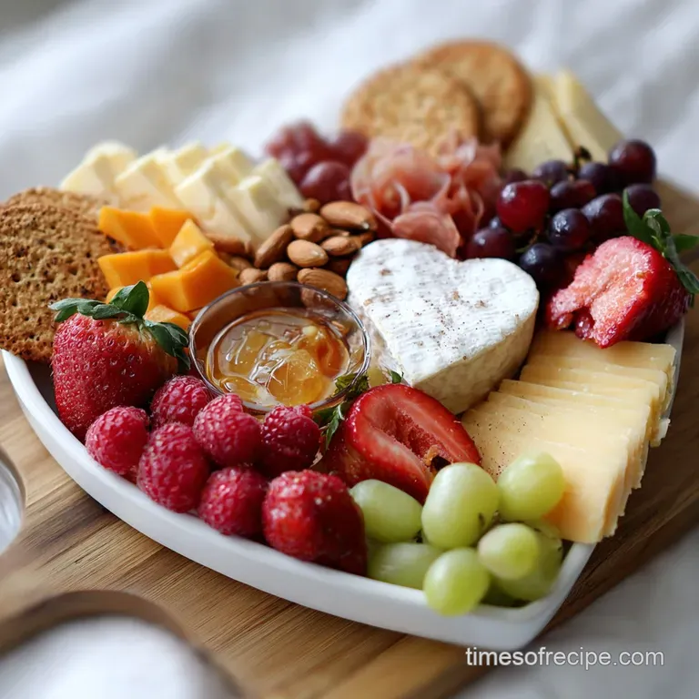 Best Valentines Day Charcuterie Idea with Heart-Shaped Cheese and Fruit