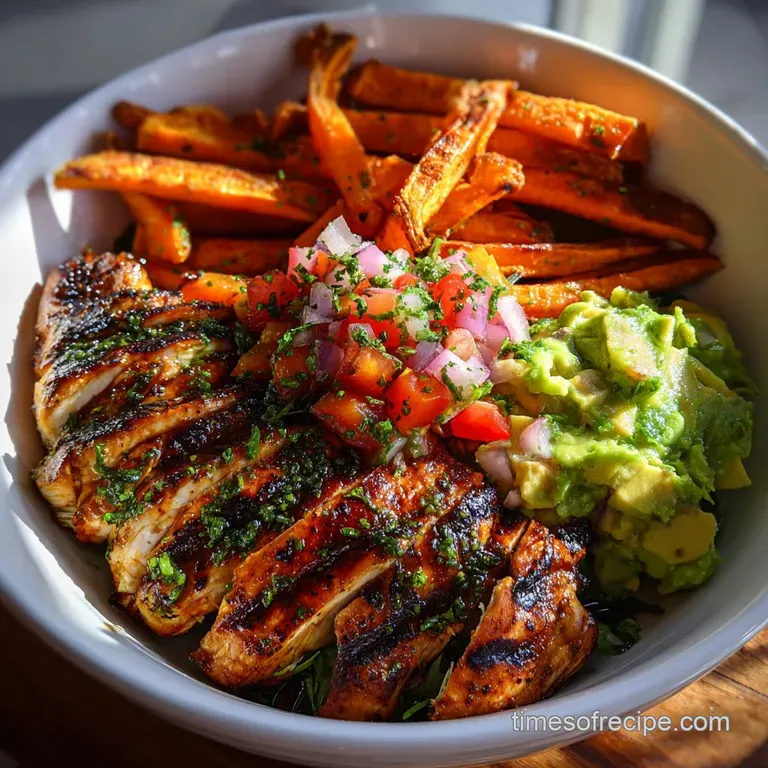 Grilled Herb Chicken Bowl with Sweet Potato Fries