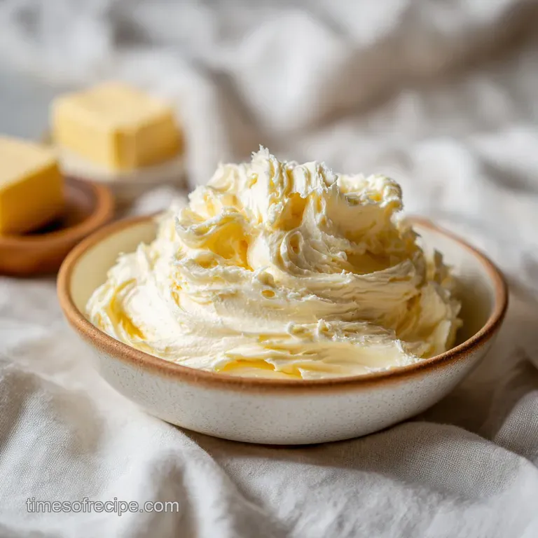 A swirl of airy, sun-kissed butter delicately placed on a warm, crusty slice of toasted bread.