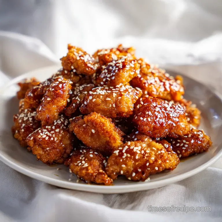 A vibrant bowl of glazed chicken and crisp broccoli florets, artfully arranged with a swirl of sauce.