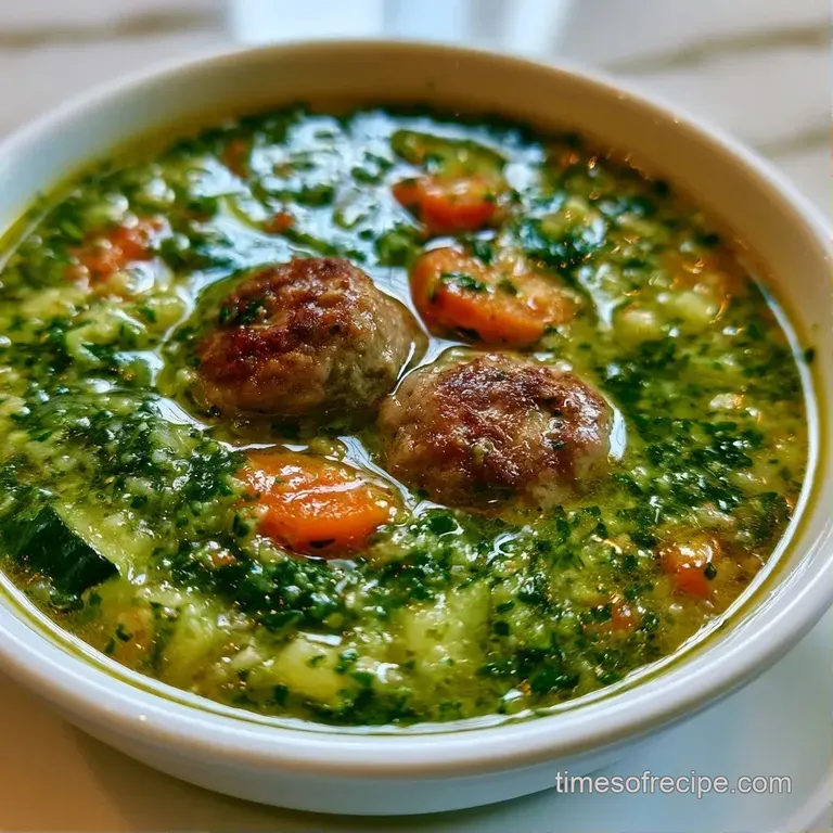 A white ceramic bowl filled with chunky green vegetables and savory browned sausage topped with fresh parsley.