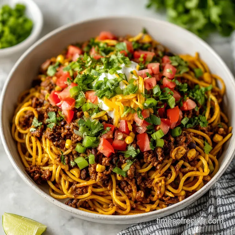 One Pot Taco Spaghetti with Cream Cheese