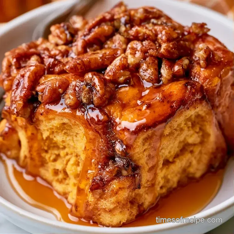 A slice of warm, orange-hued dessert topped with a swirl of whipped cream and a cinnamon stick on a white plate.