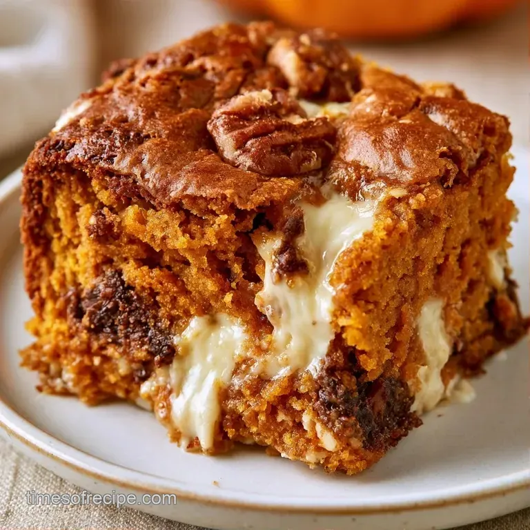 Thick, orange dessert squares stacked on a white marble slab, garnished with delicate swirls of whipped cream.