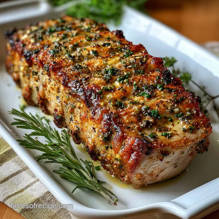 Plated pork chop with herbs. Succulent juicy interior. Browned crispy crust, paired with bright greens and roasted vegetab...