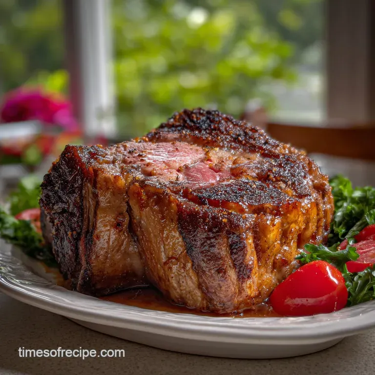 Elegant plate showcasing a tender, glistening cut of meat, accompanied by artfully arranged vegetables and a drizzle of sa...