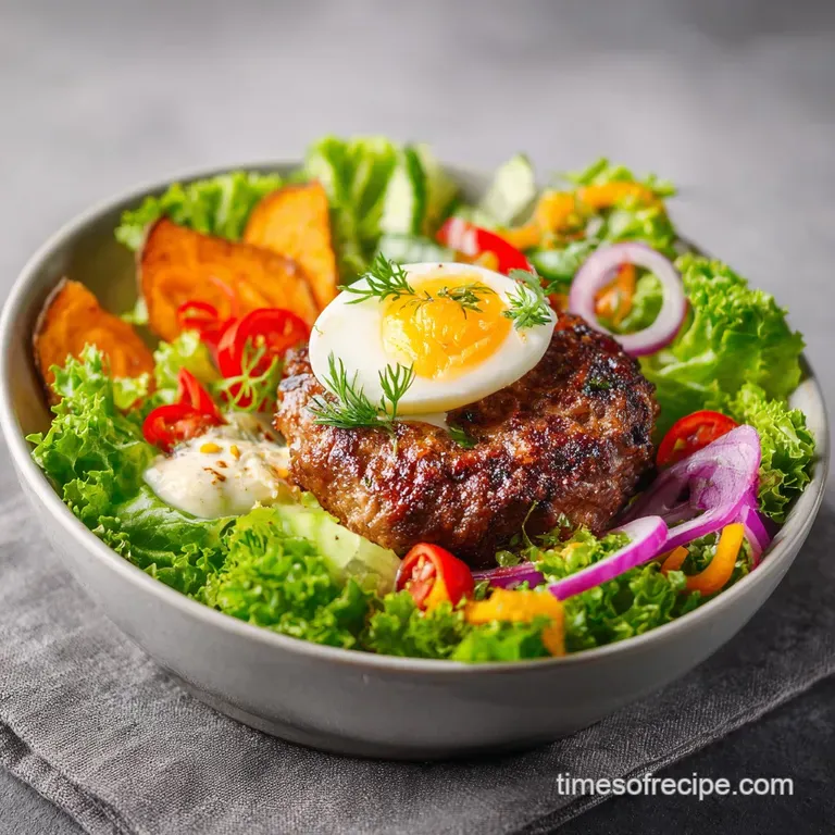 A beautifully arranged bowl showcasing golden-brown sweet potato rounds, bright green sprouts, and creamy avocado slices.