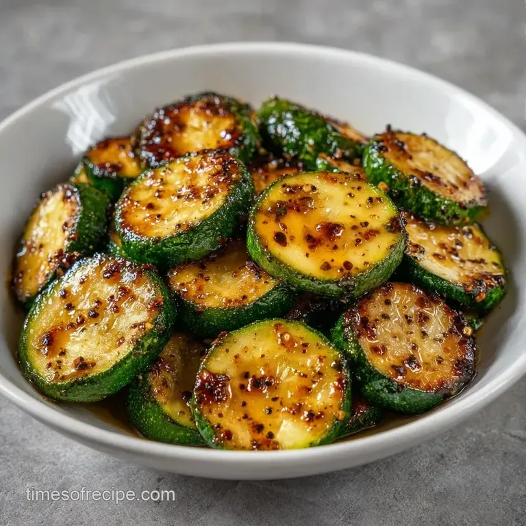 Neatly arranged rounds of tender green zucchini with cracked black pepper on a minimalist dark slate plate.