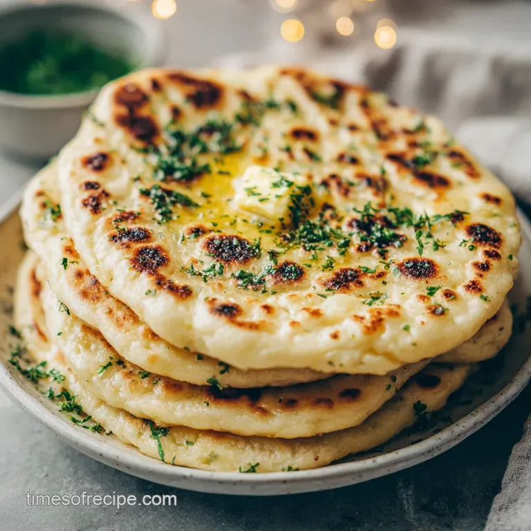 Easy Soft Naan Skillet Recipe with Garlic
