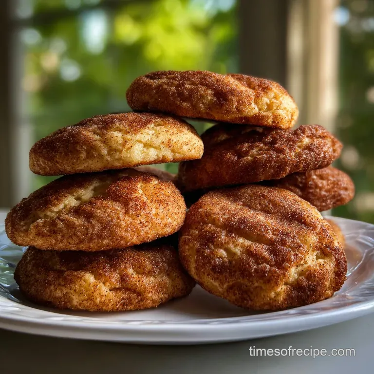 Elegant plate of warm, gently rounded cookies, the pale surfaces catching the light. A delicate halo of cinnamon dust surr...