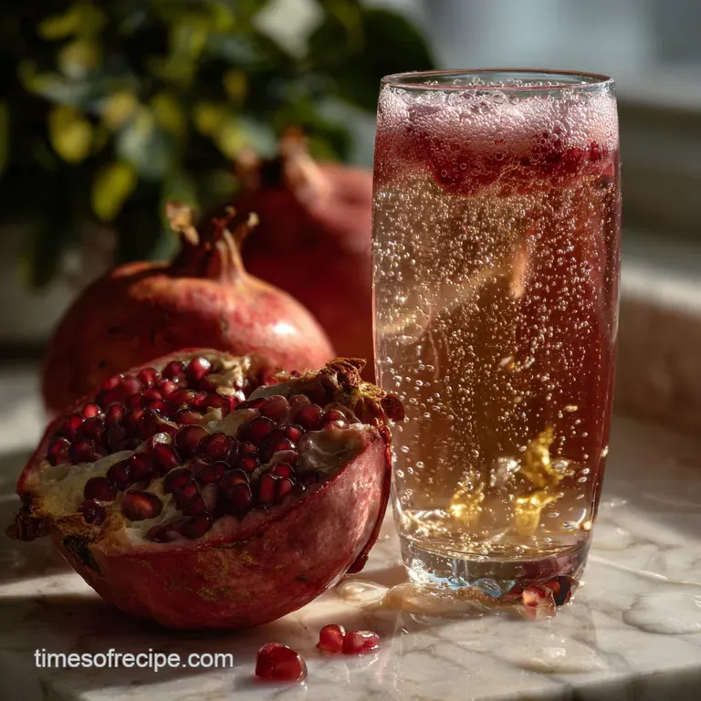 Elegant champagne flute filled with a vibrant, sparkling concoction, presented on a mirrored tray with glistening ice cubes.